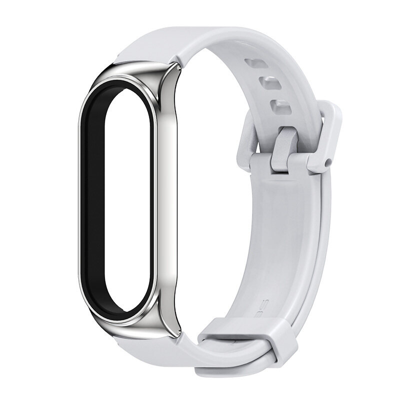 VUAERANG for Xiaomi Mi Band Strap Silicone Sport Wristband Bracelets for Smart Watches Mi Band 6 5 4 3 Universal Metal Shell Breathable Silicone Strap for Mi Band 7