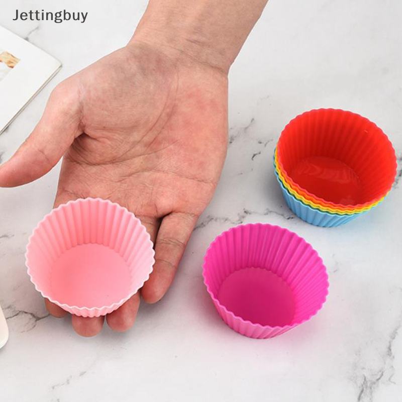 【Jettingbuy】 Flash Sale 7pcs Set Silicone Cake Mold Muffin Cupcake Baking Molds DIY Cake Decorating Tools