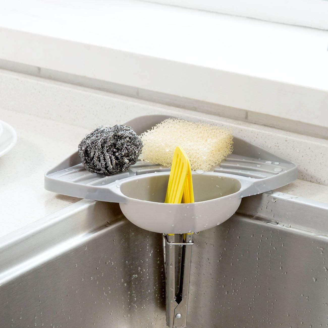 Homenhome Kitchen Sink Organizer Sponge Holder Soap Dishcloth Brush Storage Tray