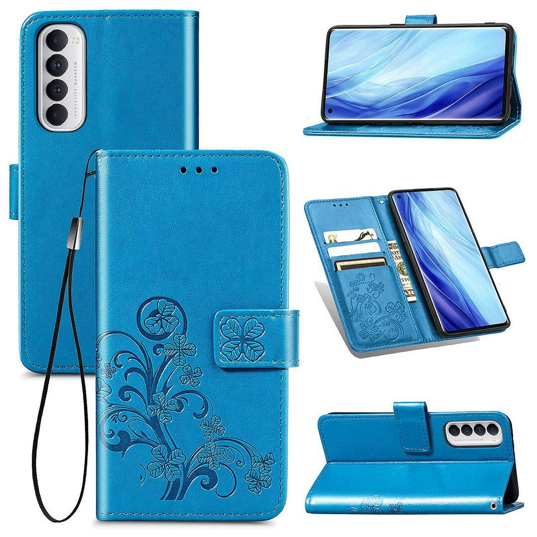 FAYANGRIES For Oppo Reno4 Pro 4G (6.5 ) Case, Clover Embossing Solid color Phone Casing Flip Advanced Business PU Leather Cover Stand Support Bracket Succinct Wallet