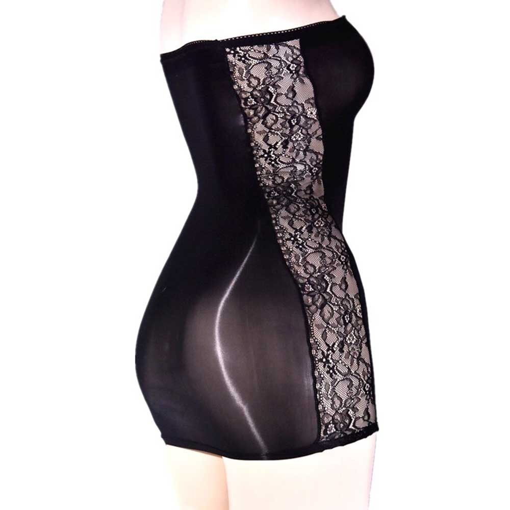 Bodycon Dress Mini Dress Sheer Top Women Oil Shiny See Through Tube Party Short