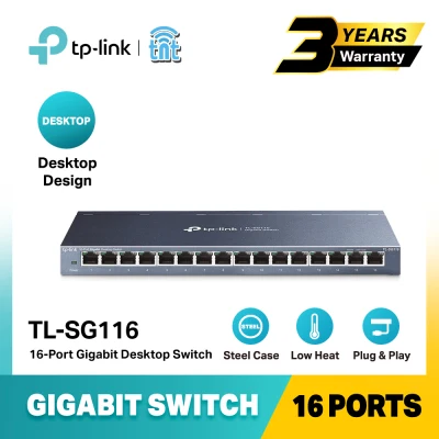 Tp-Link TL-SG116 16-Port Gigabit Desktop Switch 10/100/1000Mbps Auto-Negotiation RJ45 ports supporting Auto-MDI/MDIX