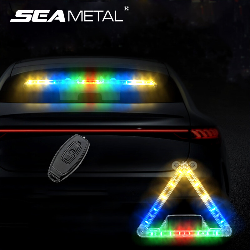 Foldable Car LED Reflective Triangle Light Emergency Breakdown Warning Night Road Safety Warning Lamp