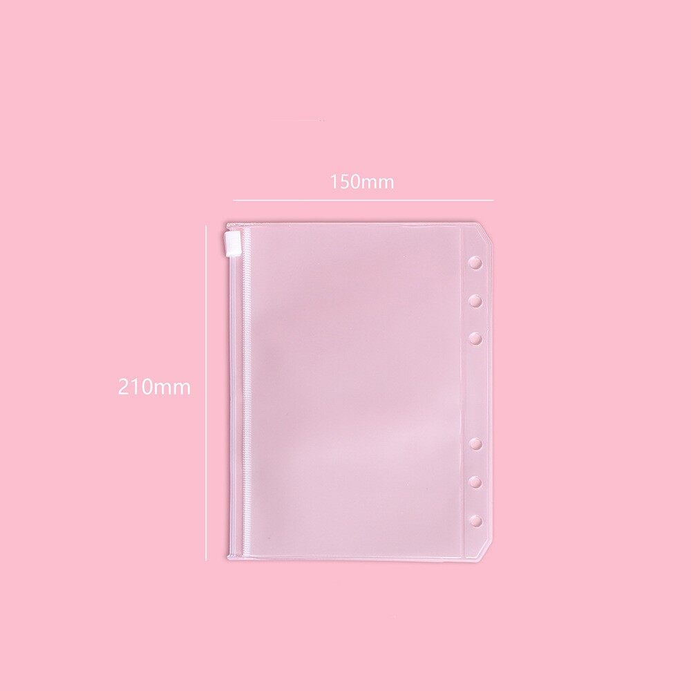 5/1Pcs A5/A6/A7 Clear PVC Waterproof Loose-leaf Bag Binder Zipper File Folder Pocket Refill Envelope 6 Hole Notebook Planner Accessories