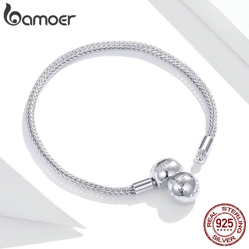 BAMOER Vòng Tay Charm Hình Rắn Bằng Bạc 925 Thật Kèm Vòng Tay Cơ Bản Đơn Giản Vòng Tay Tự Làm Chuỗi An Toàn SCB201