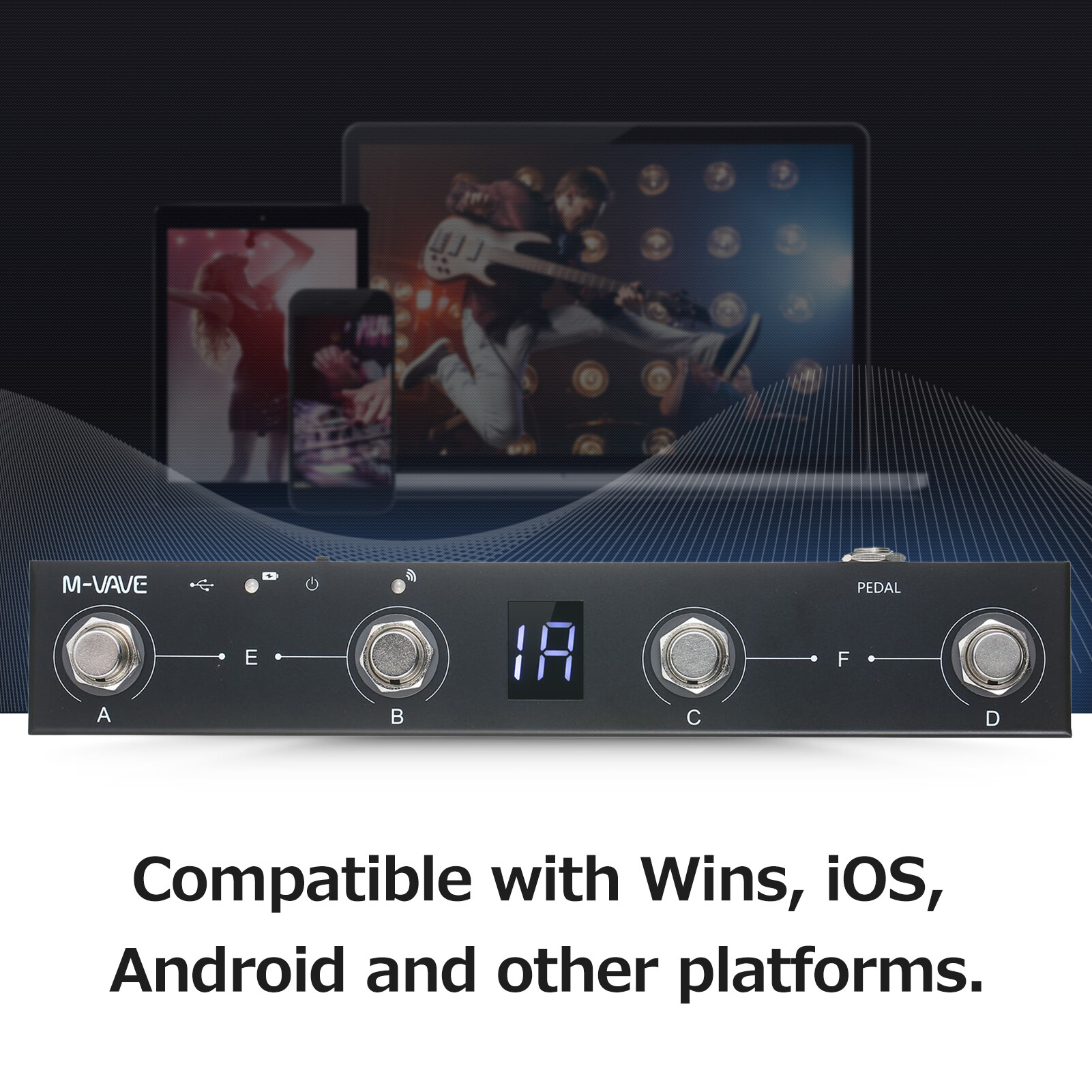 M-VAVE Chocolate BT Wire-less MIDI Controller Rechargeable 4 Buttons Portable MIDI Foot Controller Pedal APP Control