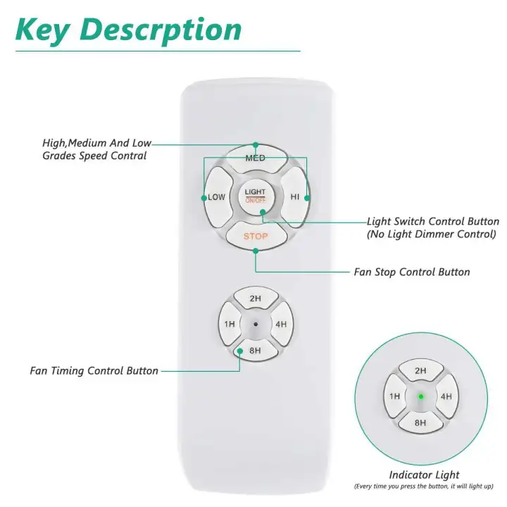 Aolvo Universal Ceiling Fan Lamp Remote Controller Kit Timing