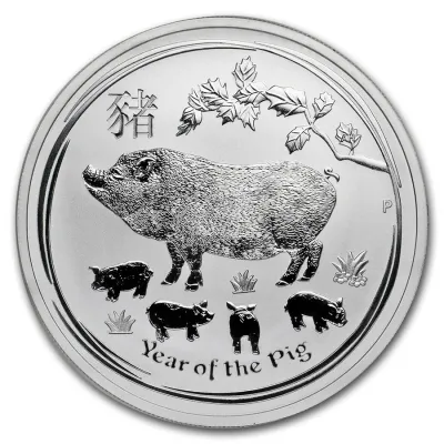 Perth Mint Australia Lunar Pig 2019 1 oz .9999 Silver Coin BU (Series II) 1oz