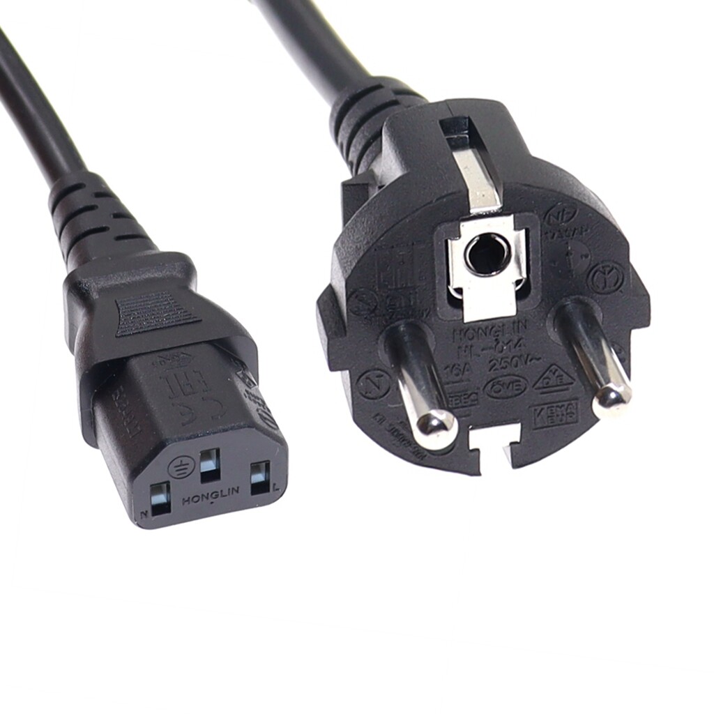 EU European CEE7/7 AC Power Cord IEC C13 Power Extension Cable 1.8m For PC Computer Monitor Printer 3G1.0mm Wire
