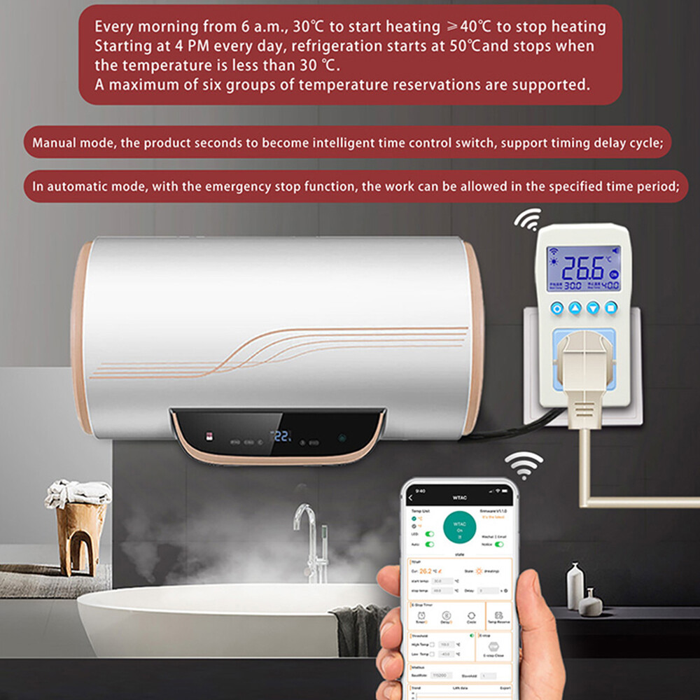 diymore Bộ Điều Nhiệt Thông Minh WIFI AC 110-220V Bộ Điều Khiển Nhiệt Độ Điều Khiển Từ Xa Bằng Ứng Dụng Công Tắc Hẹn Giờ Điều Khiển Làm Nóng Làm Mát Ghi Nhiệt Độ