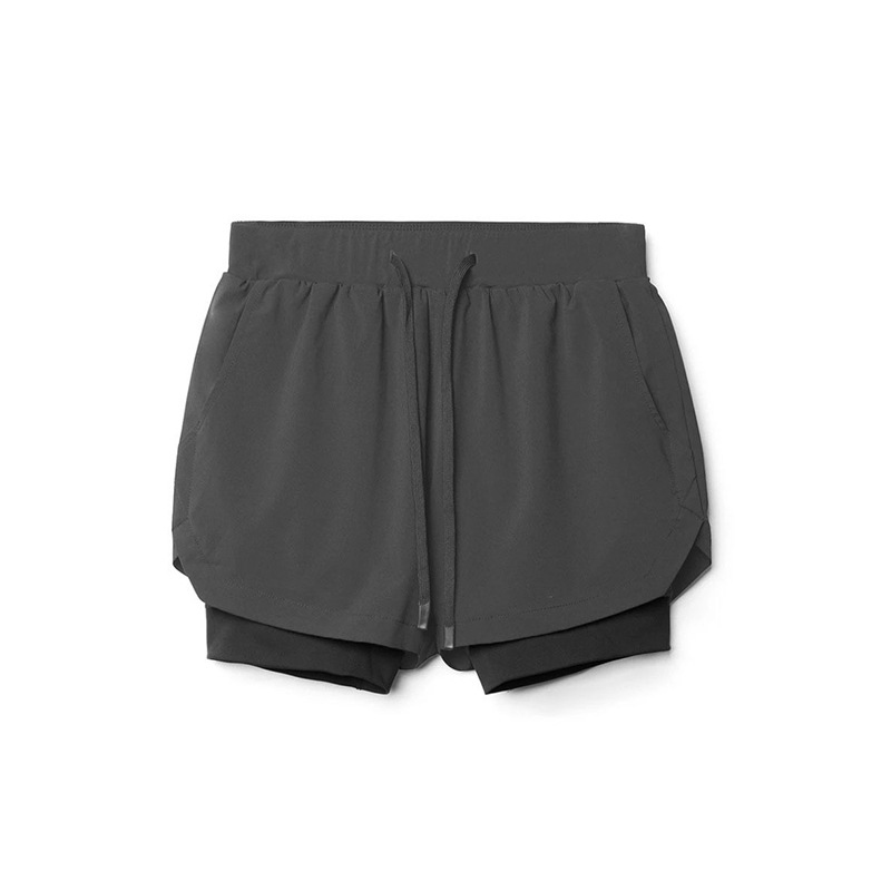 Lansboter Muscular men's running shorts double layer shorts sports fitness breathable training basketball jogging pants