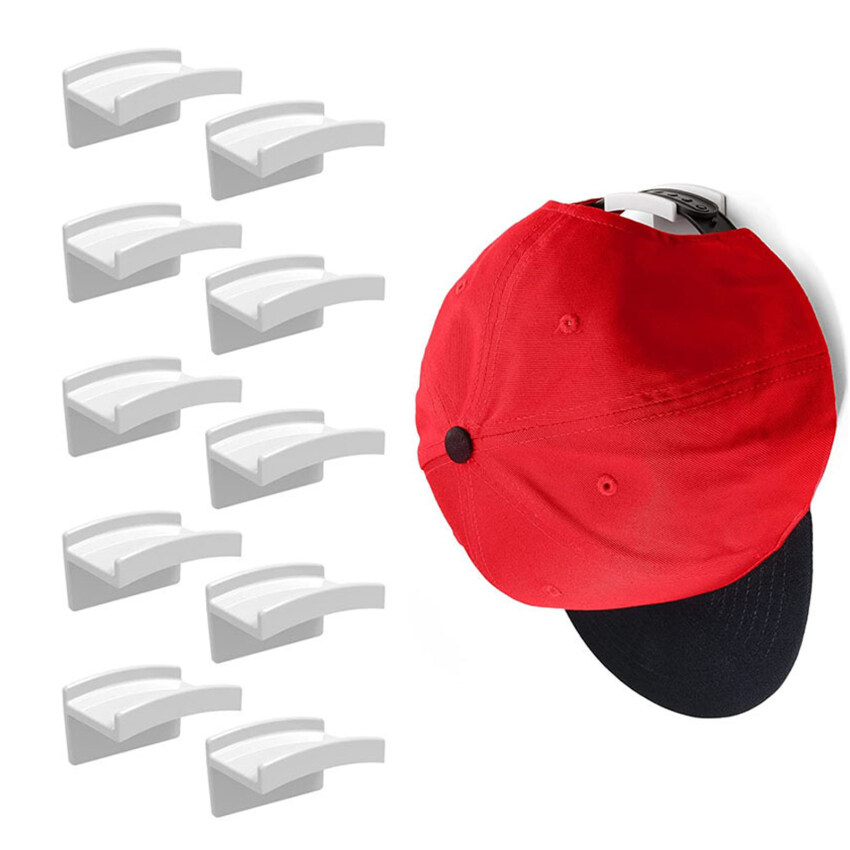 10 Pack Self Adhesive Hat Hooks, Hat Storage Rack Wall Mount Simple Hat