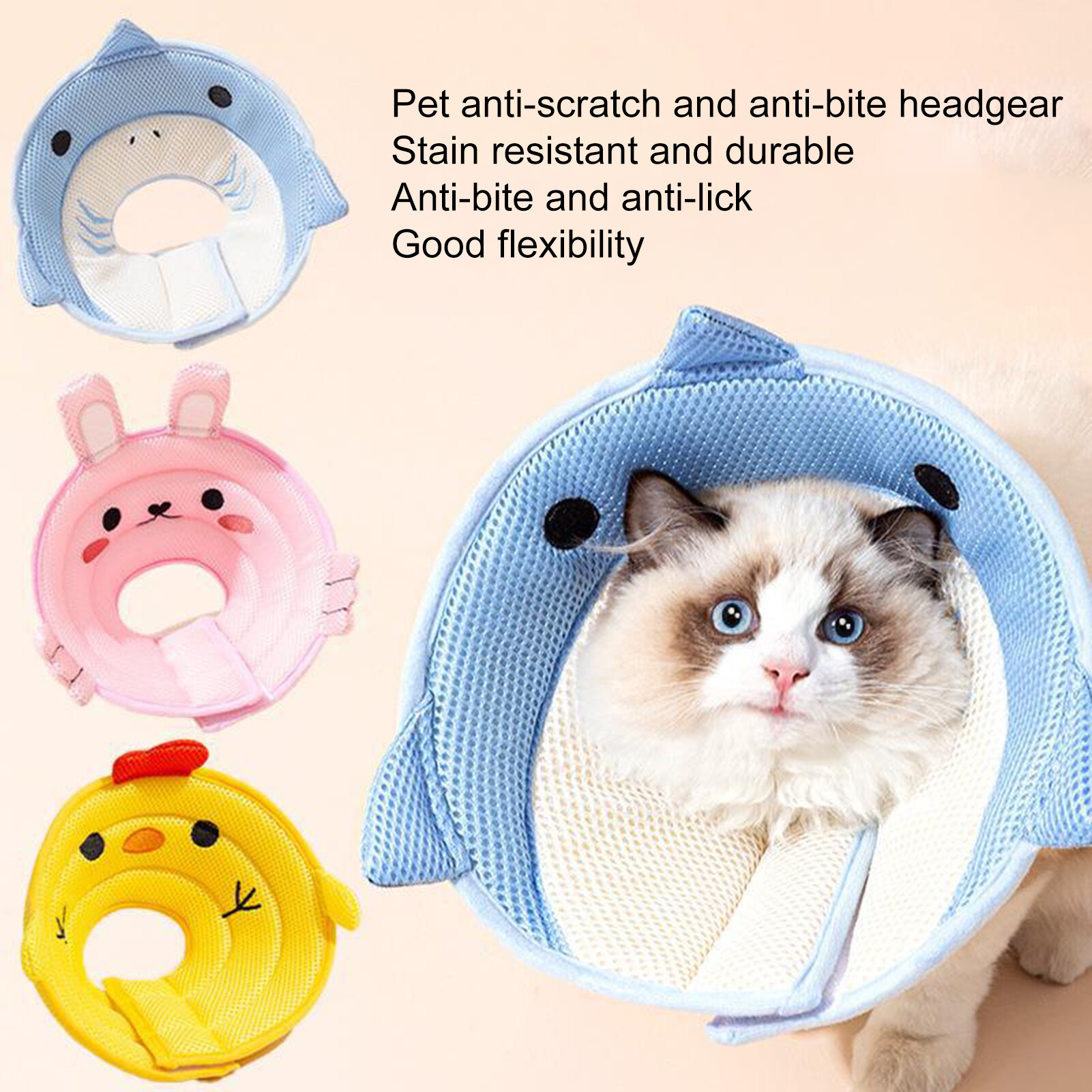 Aixuexi Cat Cone Collar Comfortable Prevents Biting Licking Adjustable Breathable Cat Collar for Post-Surgery or Injuries