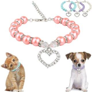Rhinestone Pet Coller Puppy Dog Cat Pearl Necklace Pet Accessories Lovely Fashion Pets Dogs Cats Collar thumbnail
