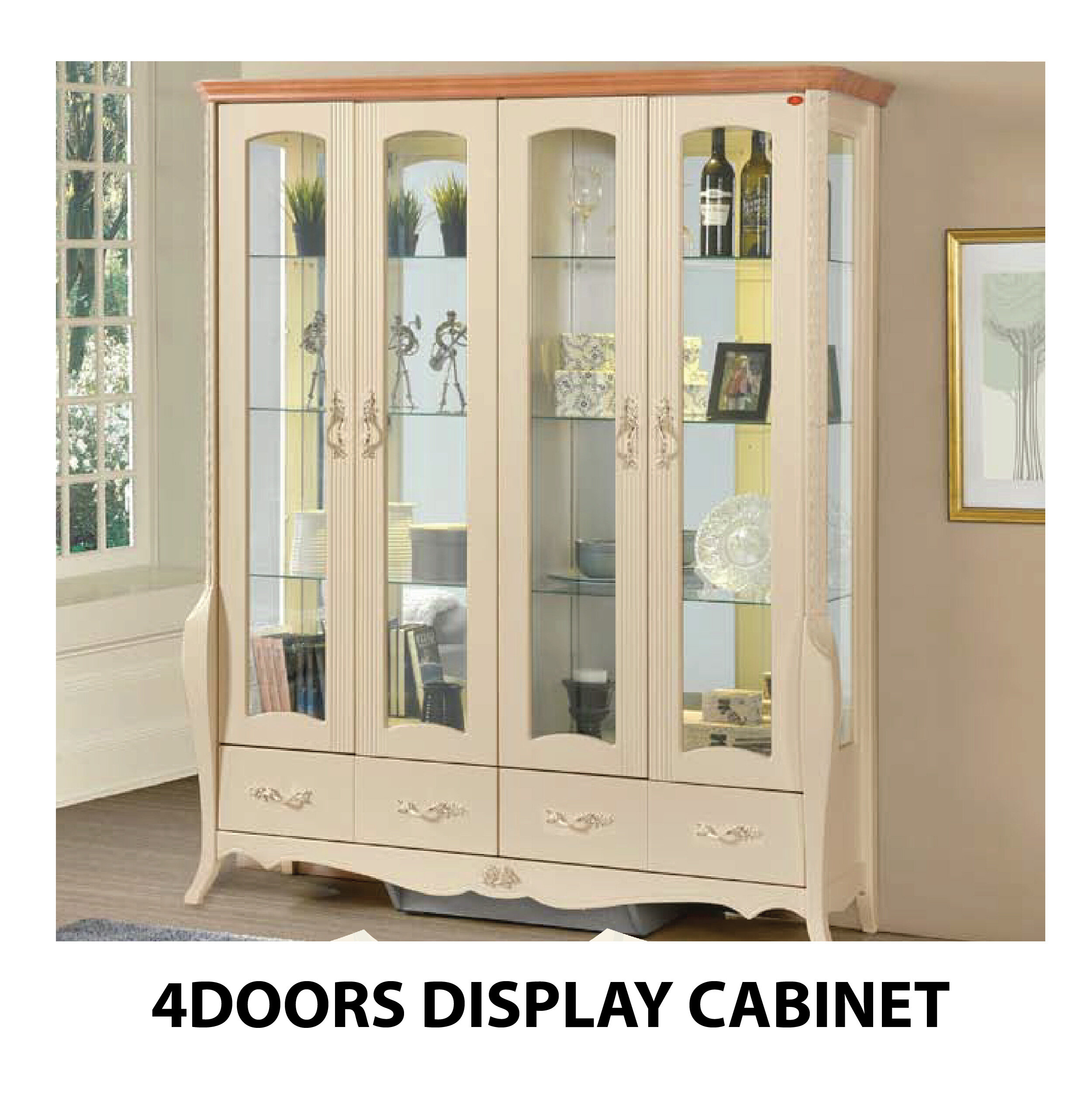 4DOORS DISPLAY CABINET / BOOKSHELF/ FILE CABINET / MODERN BOOK CABINET ...