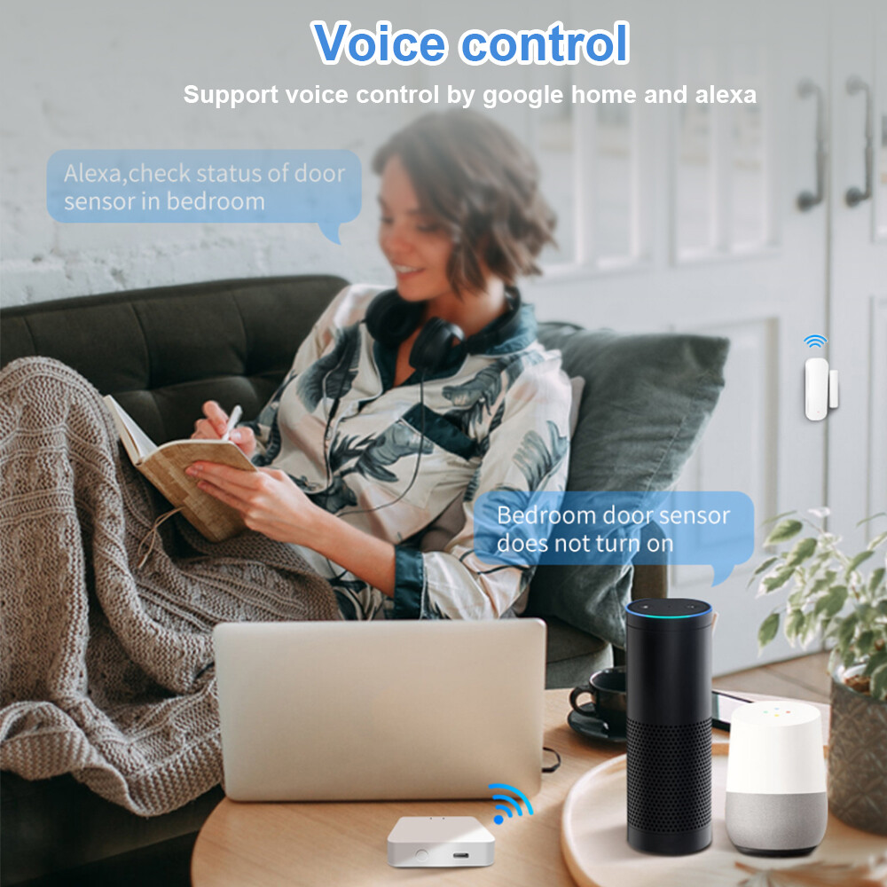 Jiuch Tuya WiFi / ZigBee Door Sensor Smart Home Security Window Detector Wireless Automatic Sliding Door Magnetic Contact Sensor Smart Home Wireless Door Detectors Open/Close APP Remote Alarm For Alexa Google Home