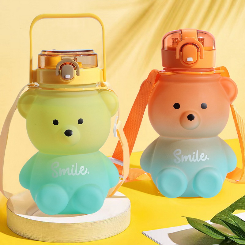 ABL 800ML Bear Kids Drinking Water Bottle Straw Cup Large-capacity Student Bottle Drink Portable Botol Air Shaker Bottle Shaker Bottle