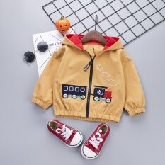 Bé Trai Áo Khoác In Họa Tiết Cổ Áo Hoodie Khóa Kéo Áo Trẻ Em Phối Trang Phục Áo