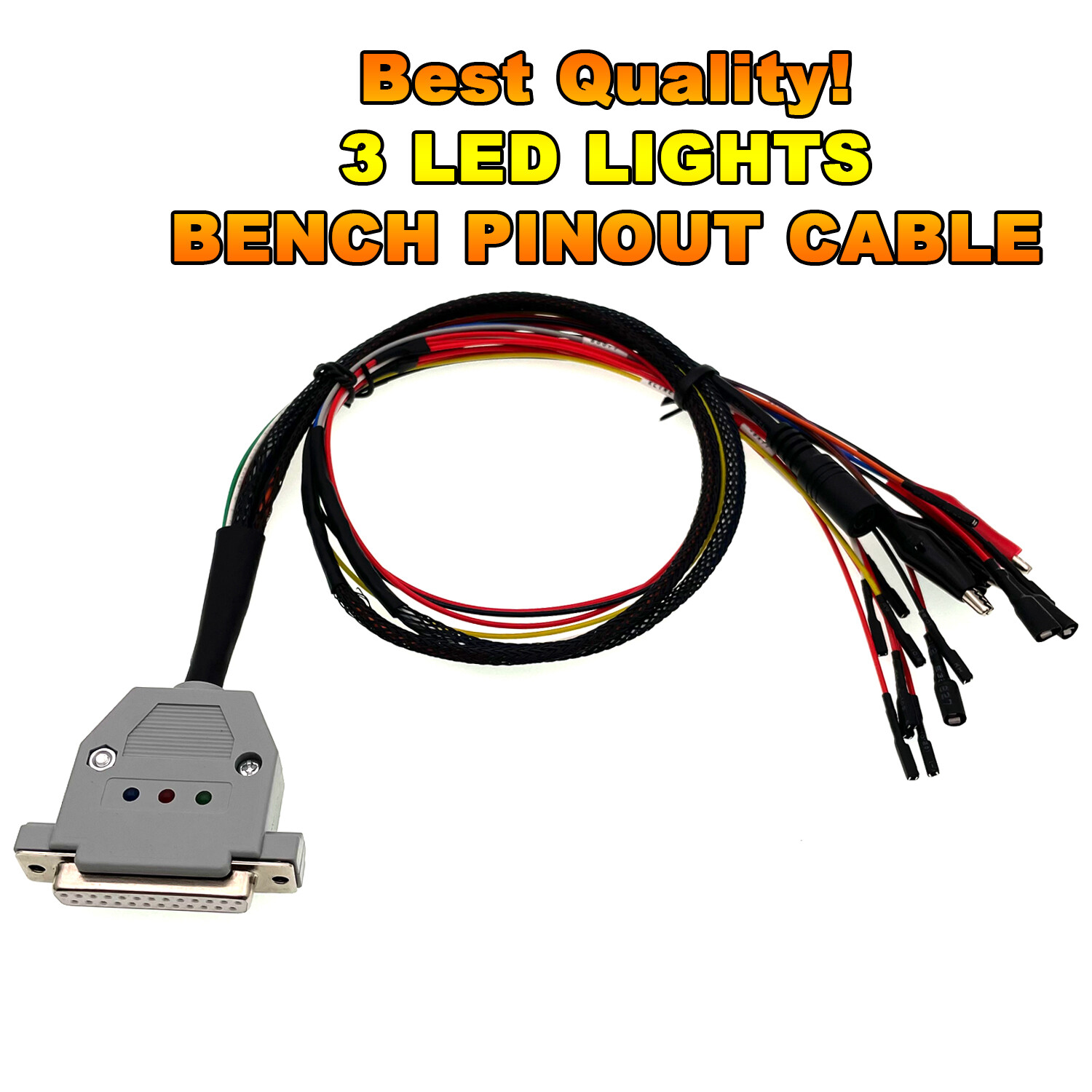 3 led lights boot bench cable db25 ecu bench pinout cable for sm2 pro j2534 vci read and write ecu batt vcc kline can-l can-h