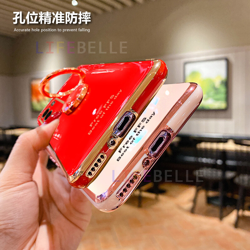 LIFEBELLE Ốp Cho Xiaomi POCO M3 Ốp Có Giá Đỡ Nhẫn Đeo Ngón Tay, Ốp Điện Thoại Nữ Chống Sốc Mạ Sáng Bóng Siêu Mỏng Sang Trọng Ốp Bảo Vệ Điện Thoại Di Động Chống Sốc Silicon TPU Mềm