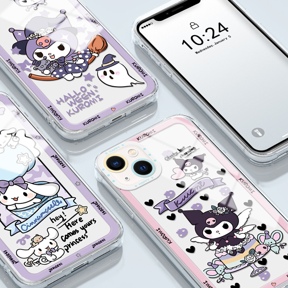 Hontinga Casing Case For Xiaomi Redmi Note 11T Pro+ Redmi Note 11S Redmi Note 11 Pro 5G 4G Note 8 Pro Note 9 Case Transparent Clear Case Cartoon Cute Kuromi Soft Silicone Full Cover Shockproof Rubber Cases Back Cover Phone Casing Softcase For Girls