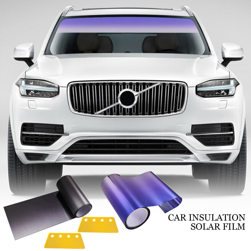 Car Front Windshield Sun Visor Protection Shade Sticker Window Sun Visor Strip Heat Insulation Tint Film 150x20cm