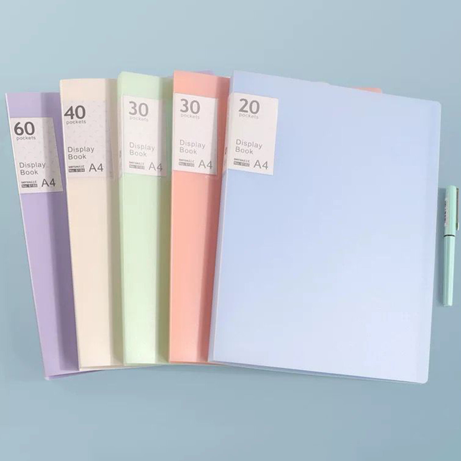 File Folder Double-sided High-Transparency Large Capacity Inner Pockets Multifunctional Sheet Protector with Plastic Sleeves A4 Paper Binder Portfolio Organizer Office Supplies