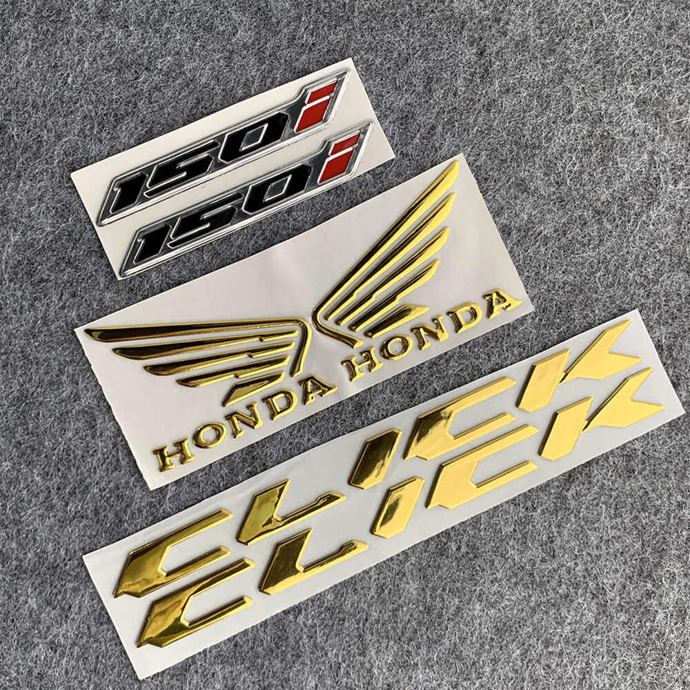 2 PCS 3D Honda Logo Left and Right Wing High Quality Motorcycle Embossed Sticker HONDA CLICK 125 125i 150 150i Resin Gel LOGO Decal Full Set