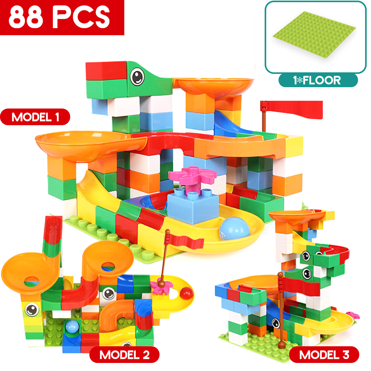 race run maze balls track building blocks