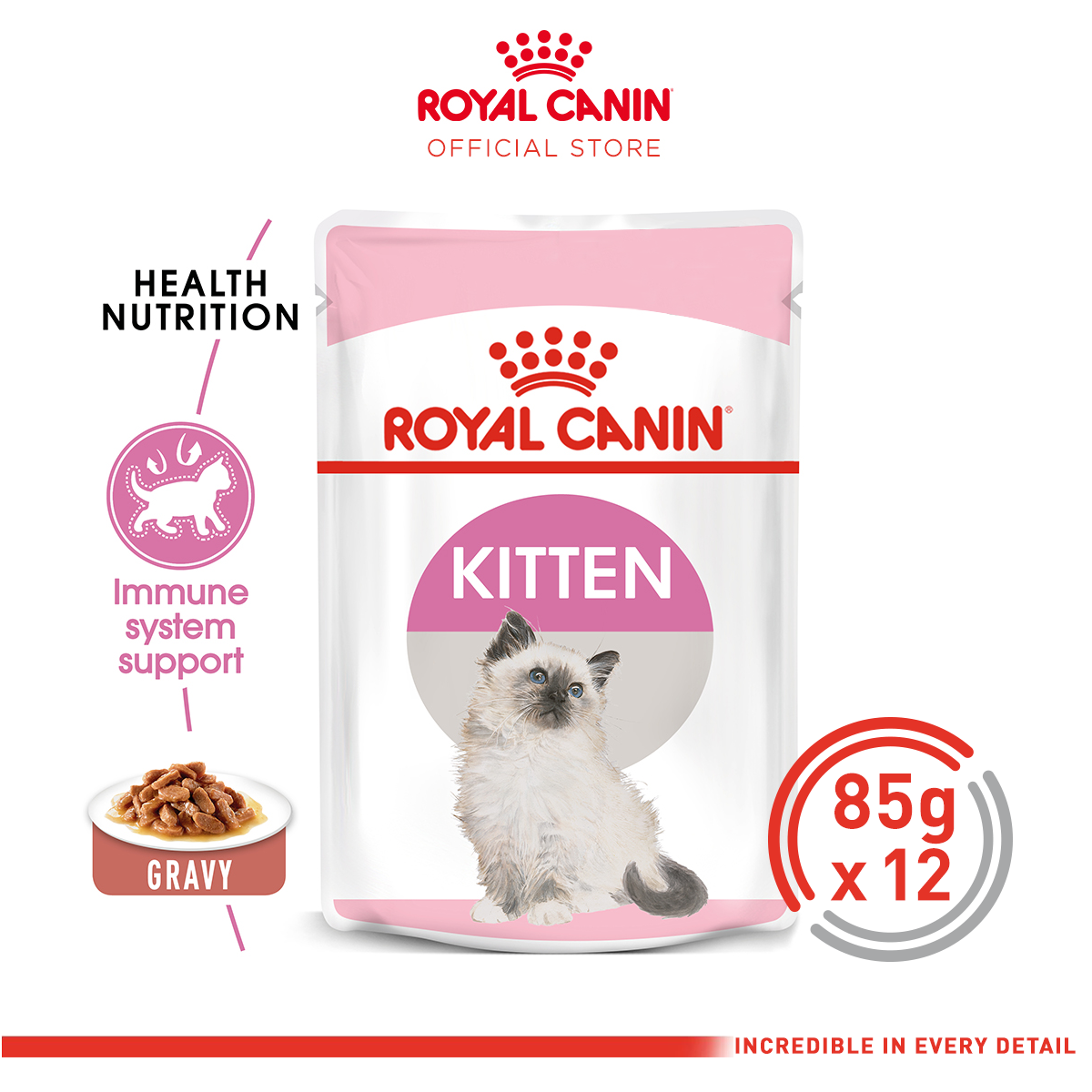 Royal Canin Wet Range Kitten (85g x 12 pouches) Wet Cat Food Makanan Kucing  - Feline Health Nutrition