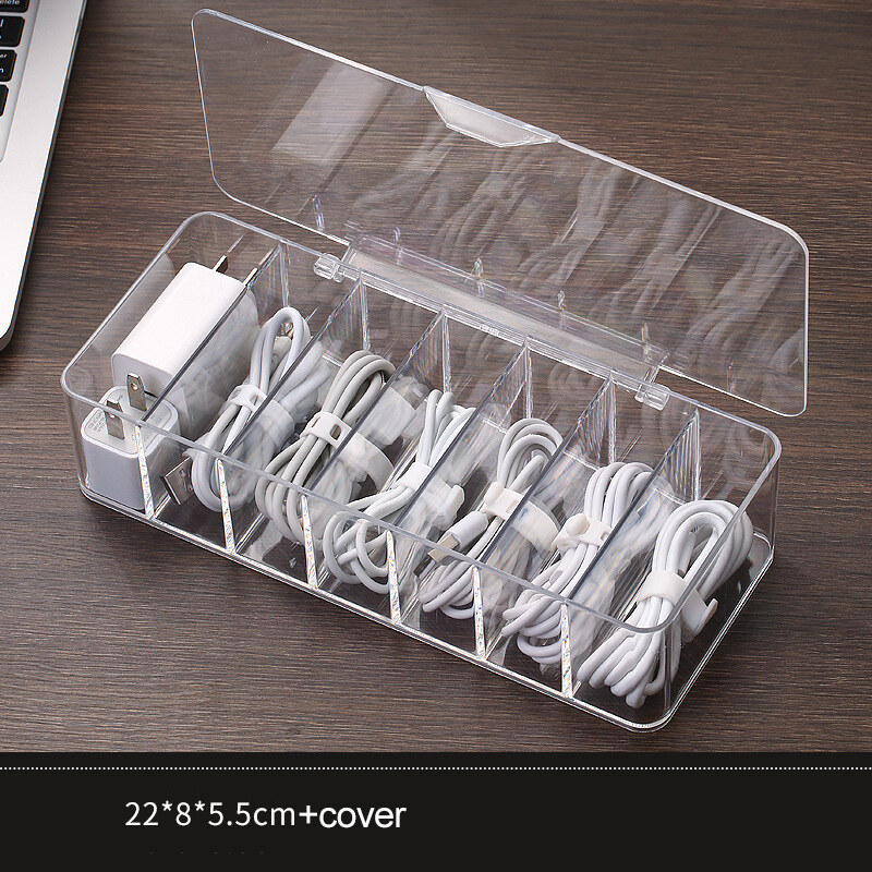 Dust-proof storage cable management box hub finishing box desktop data cable storage box mobile phone charging cable power cord buckle