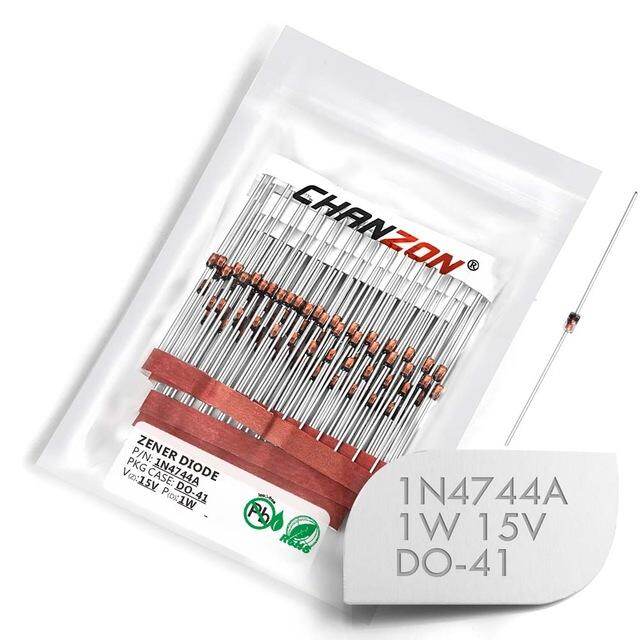 50pcs 1n4744a 1n4744 power zener diode 1w 15v do-41 axial 1 watt 15 volt in 1n 4744a in4744a