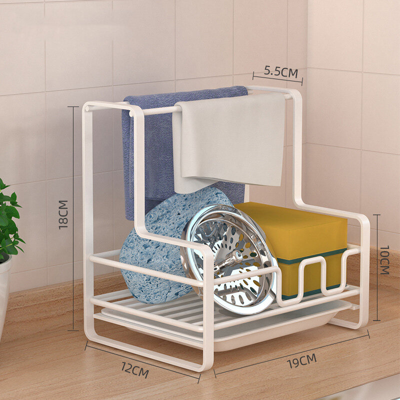 XMDS XINGMUDENGSHI Kitchen rag rack punch-free countertop rack washcloth drain rack multi-functional storage rack