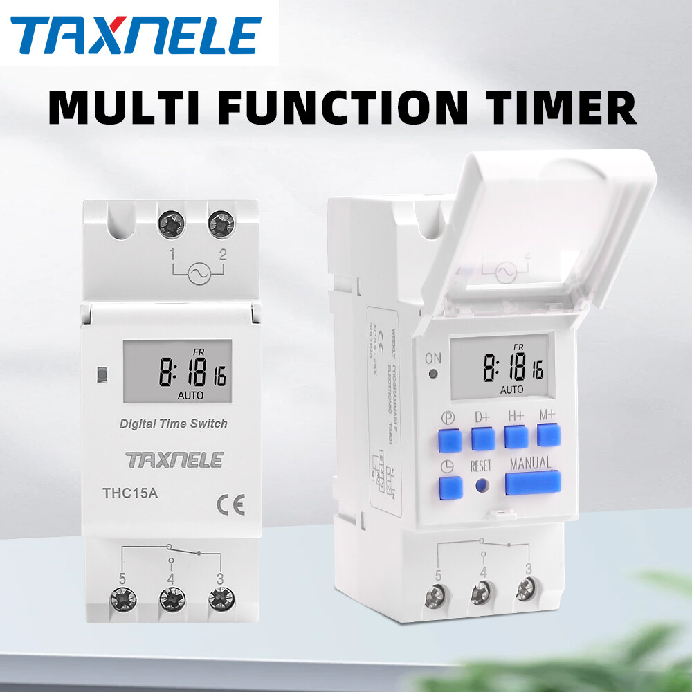 Din Rail Công tắc hẹn giờ THC15A điện tử hàng tuần 7 ngày lập trình AC 220V 230V 12V 24V 48V 16A thời gian kỹ thuật số tiếp sức điều khiển