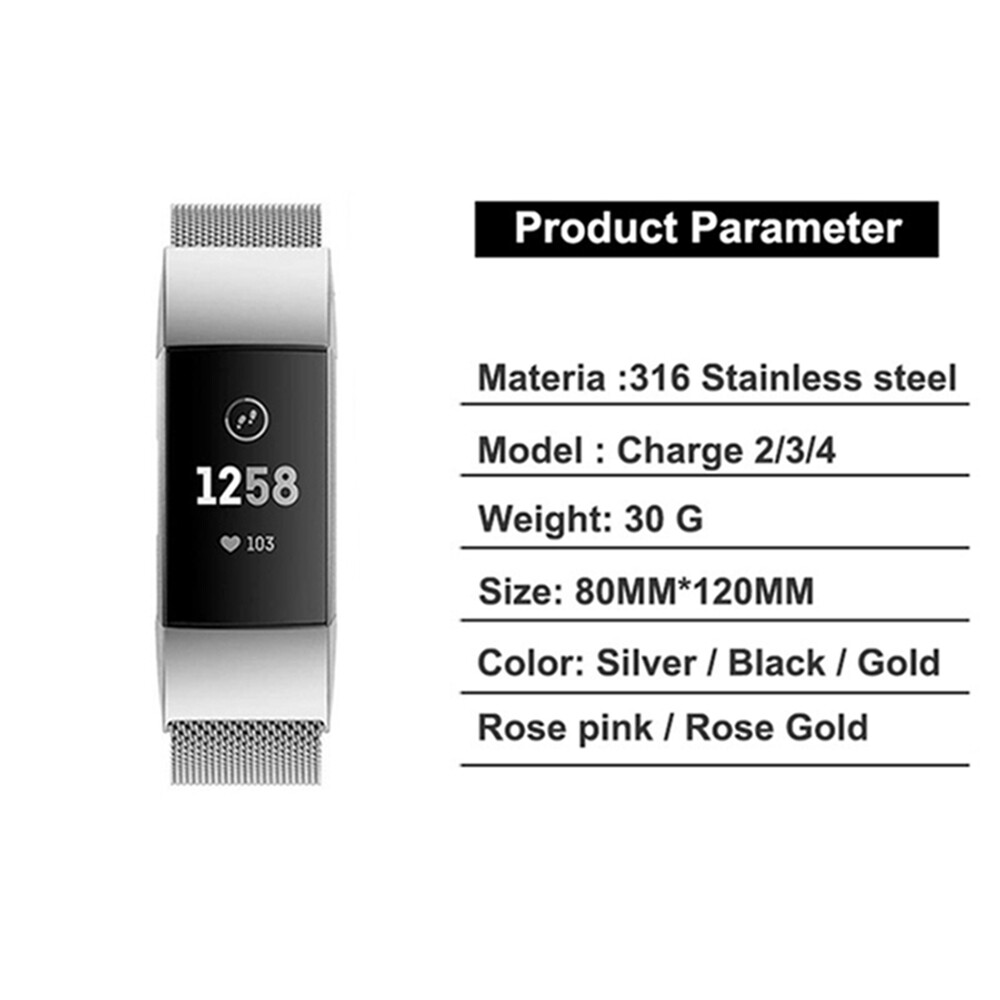 Milanese Loop Band for Fitbit Charge 3 Replacement Bracelet Stainless Steel Strap for Fitbit Charge 2 3 Charge 4 Smart Watch Accessories Wristband
