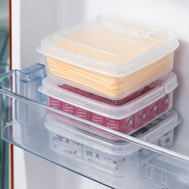 2 Hộp Đựng Bơ Phô Mai Hộp Sắp Xếp Giữ Tươi Rau Củ Trái Cây Trong Tủ Lạnh Di Động Hộp Đựng Phô Mai Trong Suốt