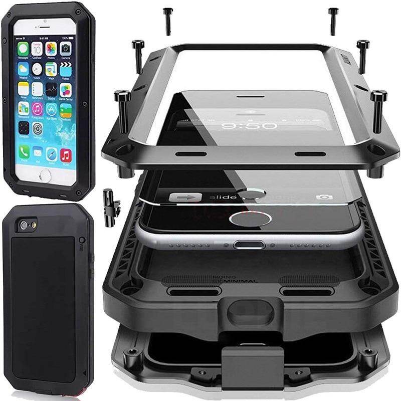 Heavy Duty 360 Full Body Doom Armor Waterproof Metal Case For iPhone 11 Pro Max XR 6 6S 7 8 Plus X 5S SE XS MAX Shockproof Cover