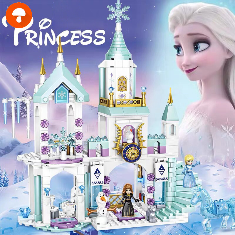 Mushroom toy 360pcs Compatible LEGO Friends Series House Disney frozen Ice Castle Girls Summer Party Disney Princess Castle Building Blocks Set