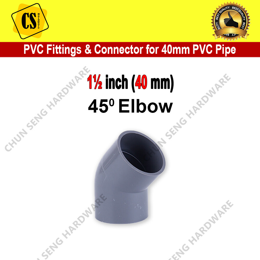 1 1/2 inch PVC Pipe Fitting Connector Sambungan Paip Air 90 Elbow 45 ...