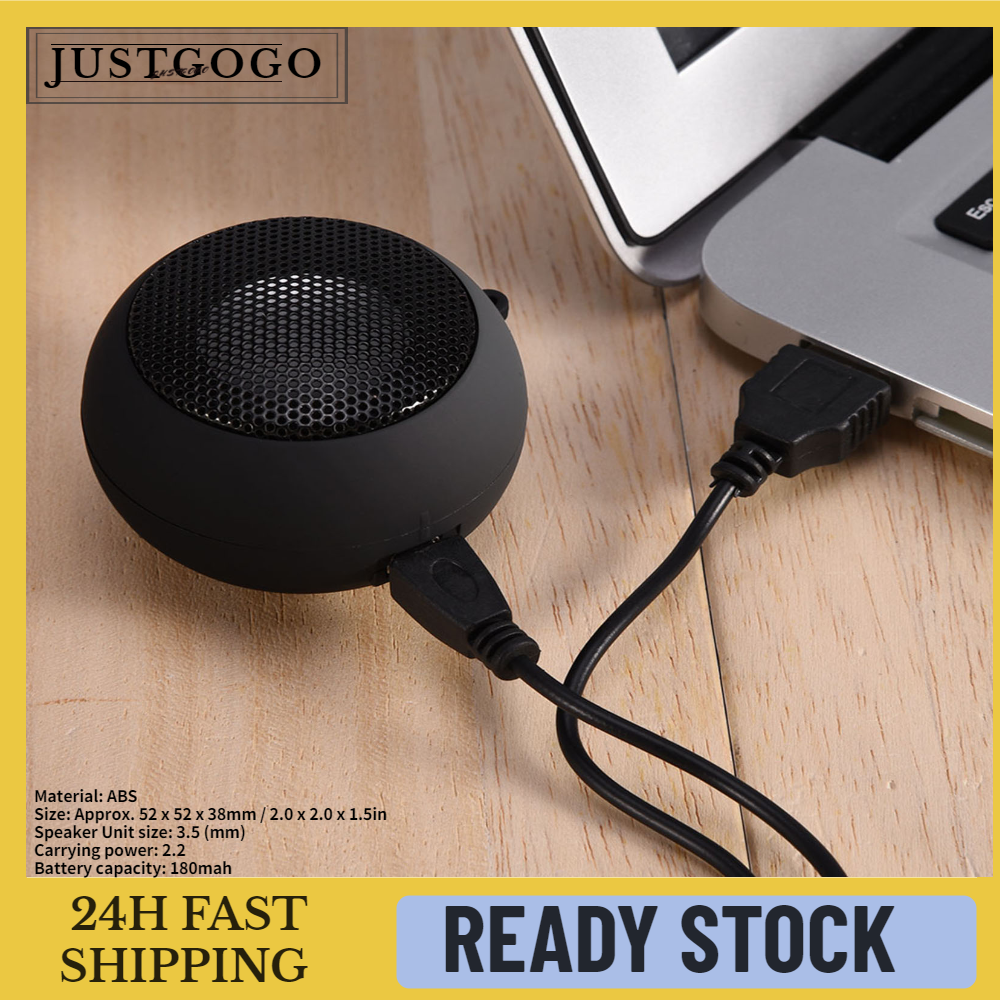 Justgogo Mini Speaker Retractable Speaker WIth 3.5mm plug for Mobile Phone MP3 PC Black