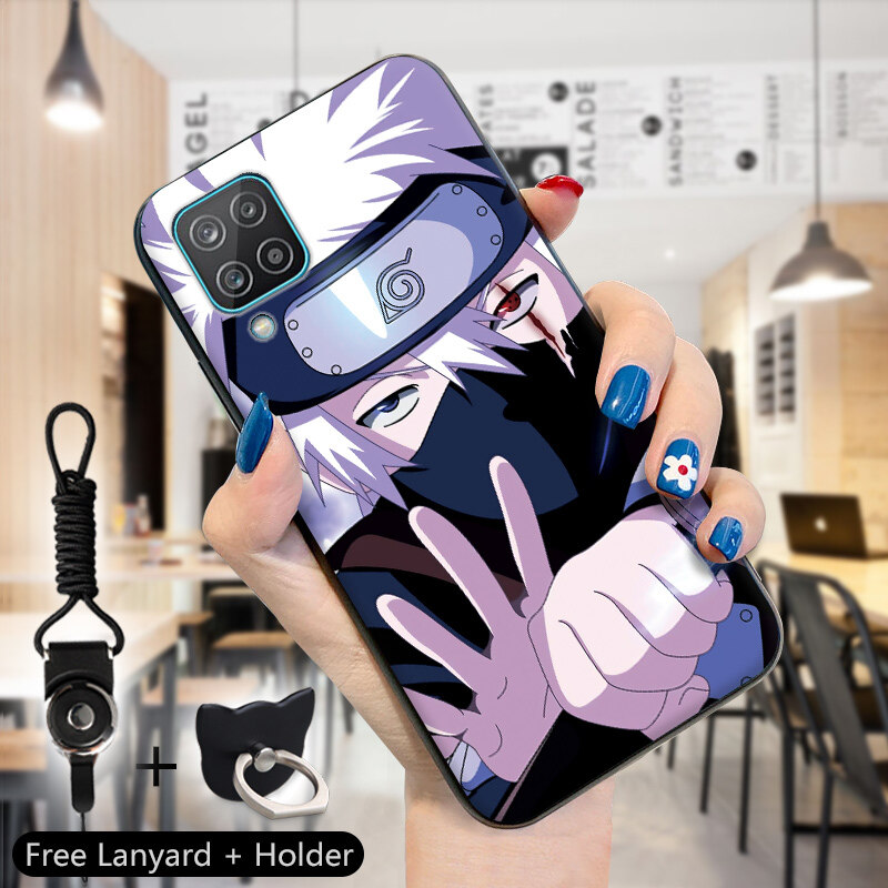 ECASE Casing Case For Samsung Galaxy A12 A15 ( Finger Ring + Lanyard ) Cartoon Anime Naruto Sasuke Kakashi HandPhone Case For Boys Girls Soft Silicone TPU Shockproof SoftCase Cover
