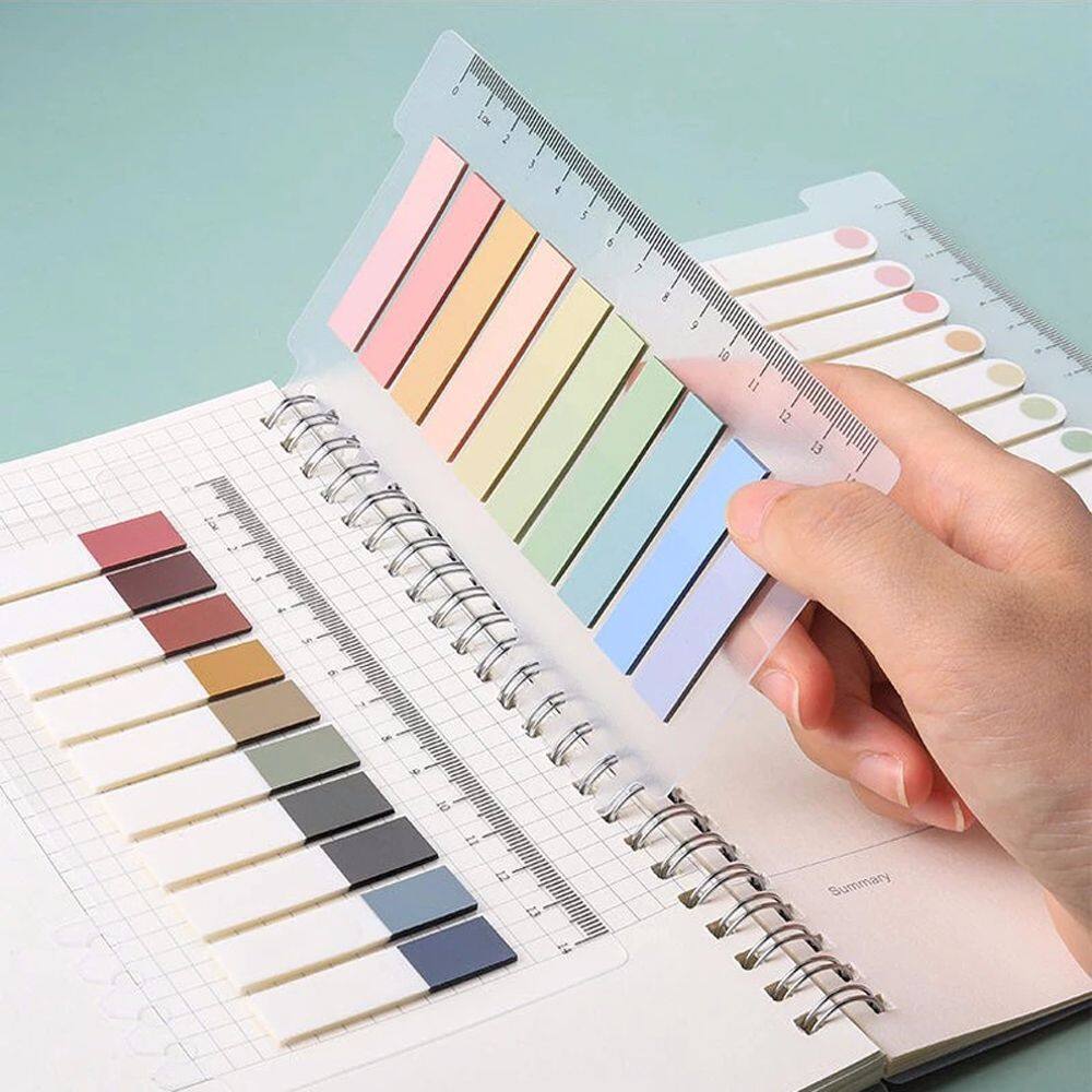 MMLUCK Colorful School Stationery Removable Translucent Color Pagination Label Notepad Stickers Note Bookmarks Memo Pad Label Sticky Notes Loose Leaf Index Sticky Notes