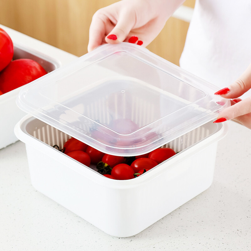 Konco Nhà Bếp Drainer, Rau Container Lưu Trữ Thực Phẩm Chao Lọc Hộp Nhựa Giữ Tươi Hai Lớp Giỏ Đựng Rau Củ Trái Cây Tủ Lạnh Hộp Đựng Kín Có Nắp 1 Mảnh