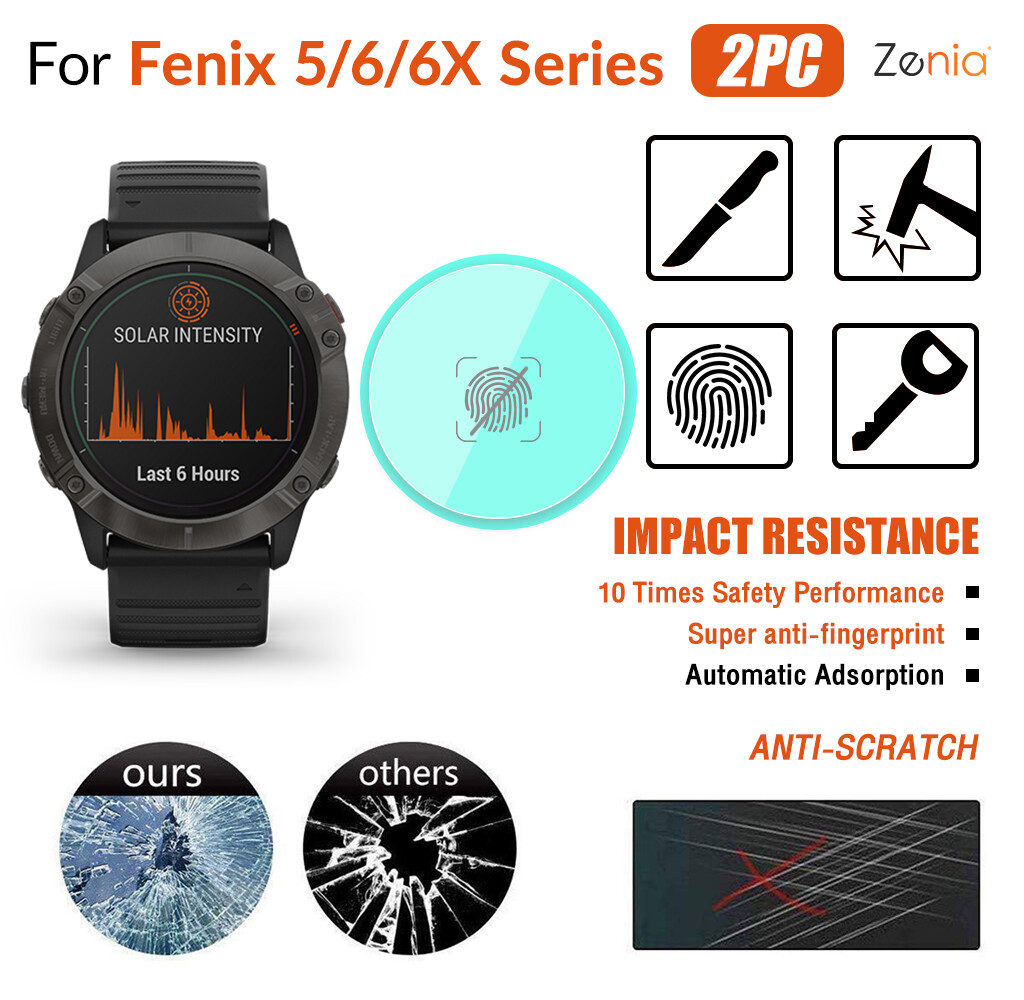 Zenia 2PCS HD Full Screen Curved Edge Full Coverage Protector Film For Garmin Fenix 5/6/6X Pro Solar Smart Sport Watch HD 9H Super anti-fingerprint Film Protective Film Explosion-proof Anti Scratch Film safety performance Automatic adsorption