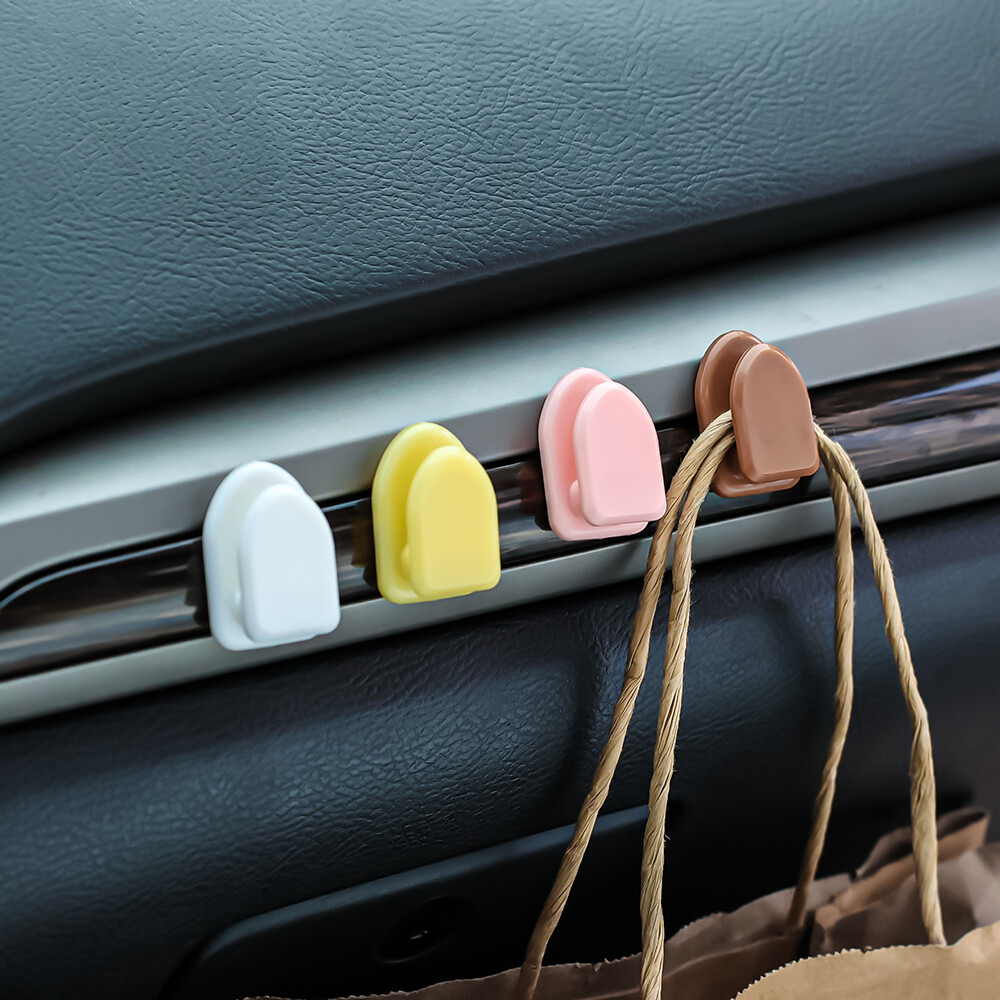 4PCS Car Hook Car Seat Back Mini Hook colored Car Sticky Multifunctional Mini Hook Interior Car Accessories