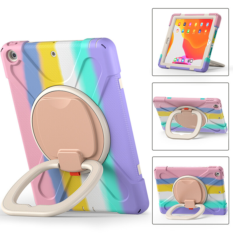 Shockproof Case for iPad 8 10.2 inch 360 degree Rotary Stand Cover iPad Gen 7 Silicone Anti Drop Shell Holder