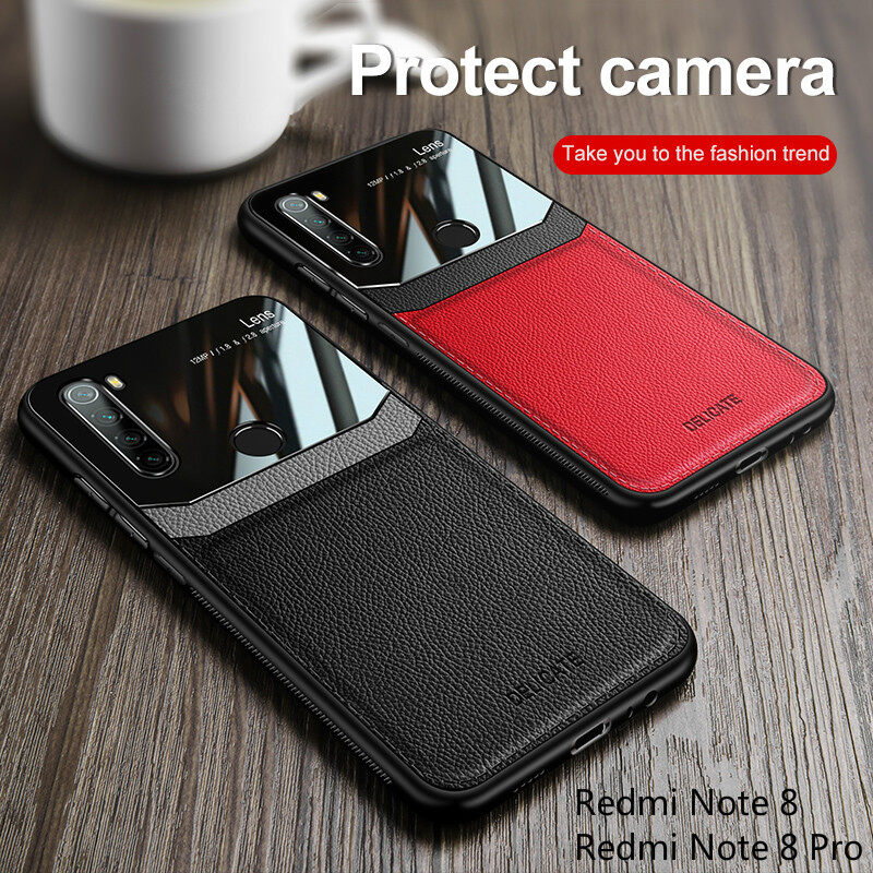 XICCI Shockproof Case Cover for Xiaomi Redmi Note 8/Redmi Note 8 Pro Ultra Luxury Leather Organic Glass Hard PC Silicone Protective Sleeve Back Cover