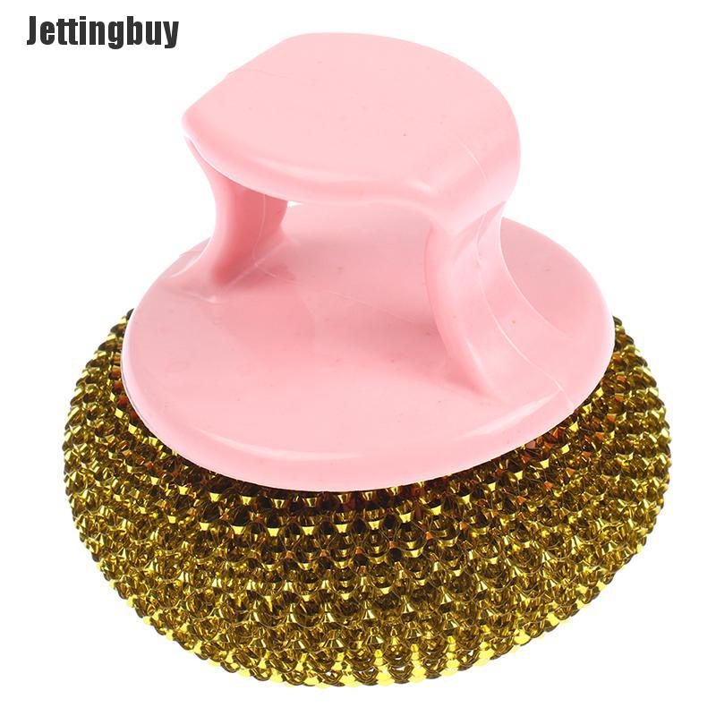 [Jettingbuy] Wire Ball Brush With Handle Pan Cleaning Brush Dish Handle Washing Brush