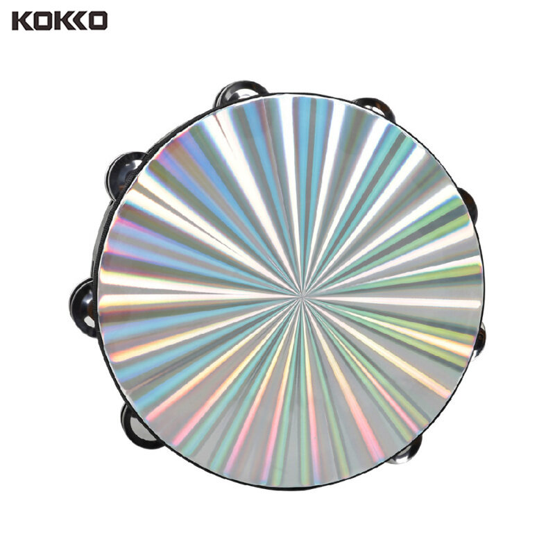 KOKKO Dt-63 Tambourine Hai Hàng Màu Đen + Bề Mặt Laser Tay Tambourine Kích Thước: 10 Inch