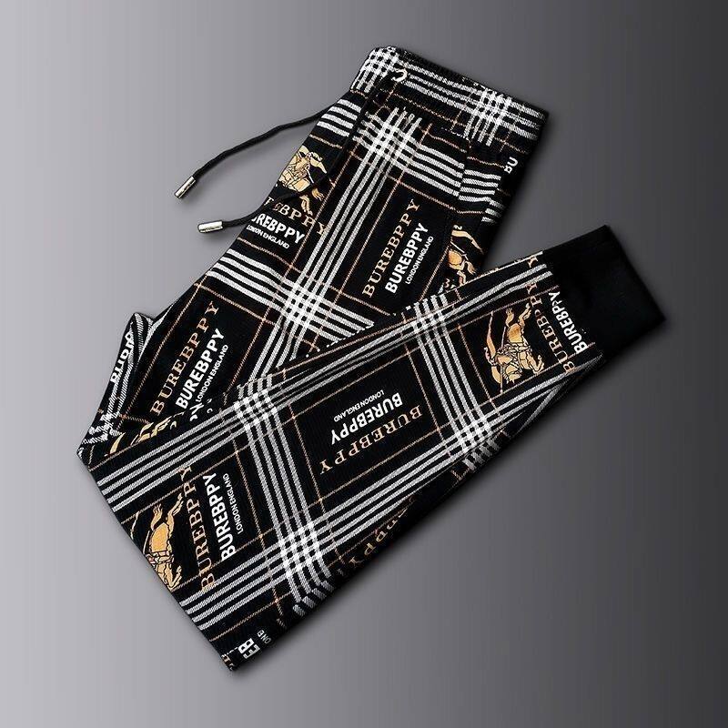 Yushu pants for men Casual pants men's summer thin section high-end fashion loose printing beam stripes Korean style sports pants trend